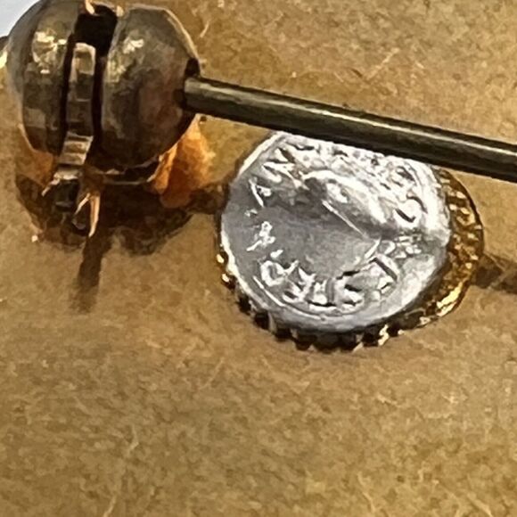 Vtg Petit Point Floral Brooch Needlepoint Black Red Pink Rose West Germany 1.5" - Picture 5 of 5